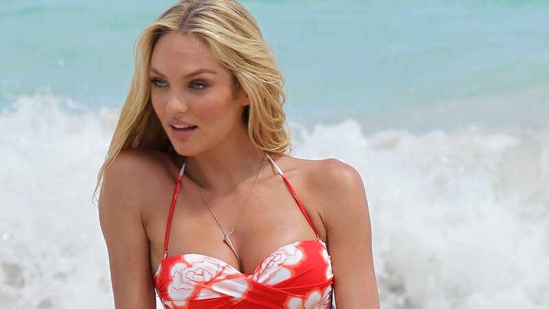 woman in red bikini at beach
