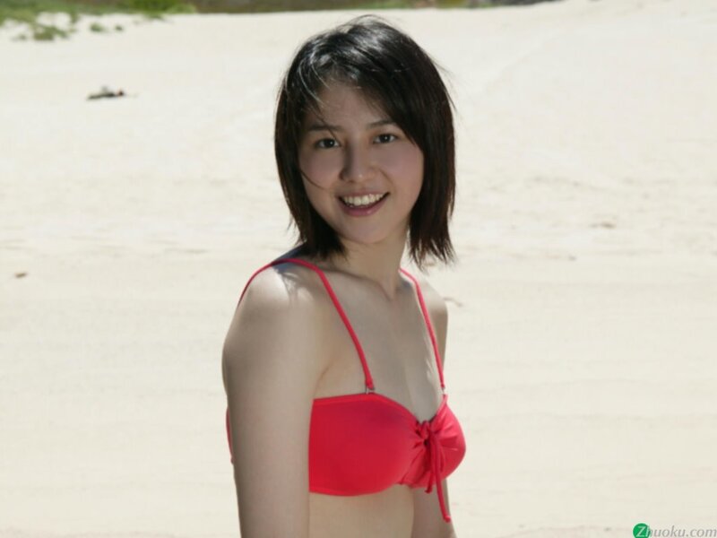 woman in red bikini at beach
