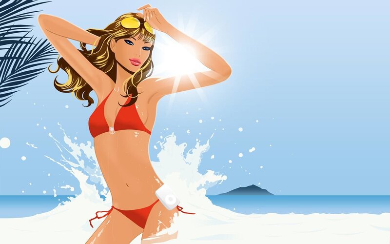 woman in red bikini at beach