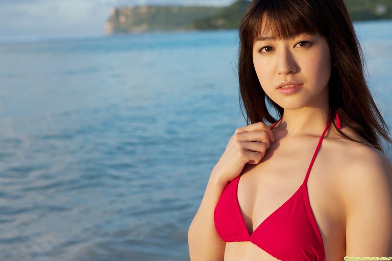 woman in red bikini at beach