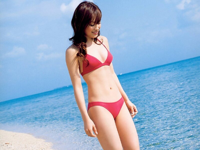 Woman in Red Bikini — Blue, Serene
