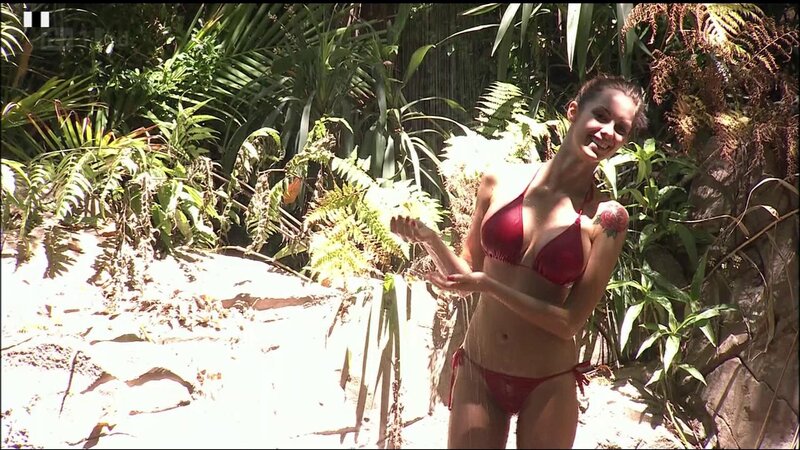 Woman in Red Bikini — Bright, Afternoon, Photograph, Tropical Plants