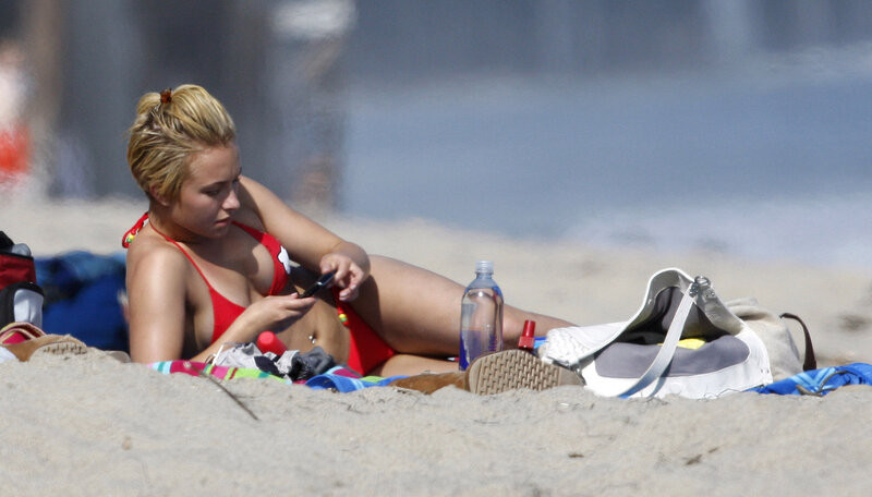 Woman in red bikini on beach