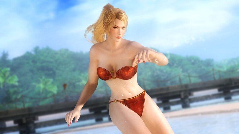 woman in red bikini on beach