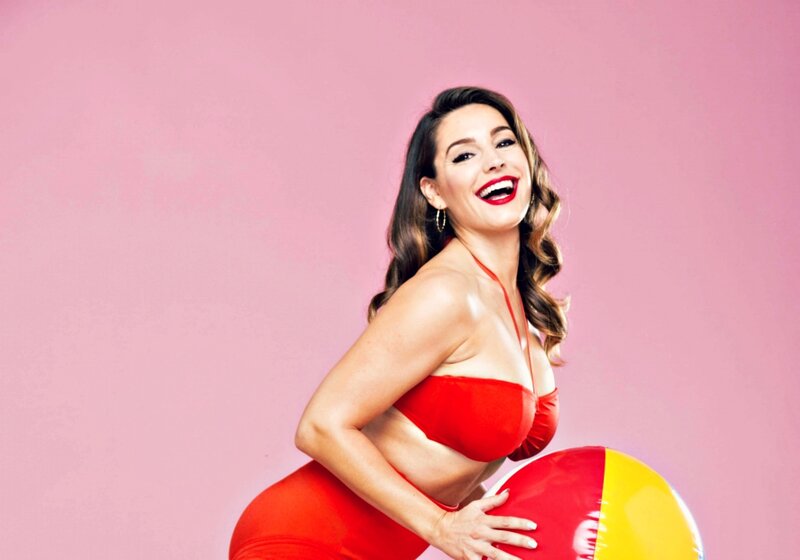 Woman in Red Bikini — Pink, Playful
