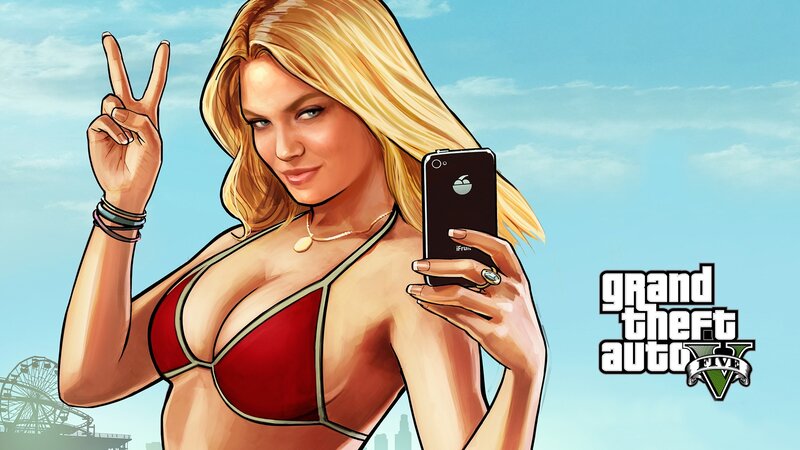 Woman in red bikini taking selfie
