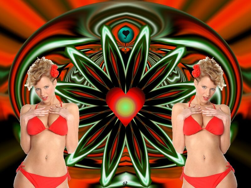Woman in Red Bikini — Vibrant, Digital Art, Heart