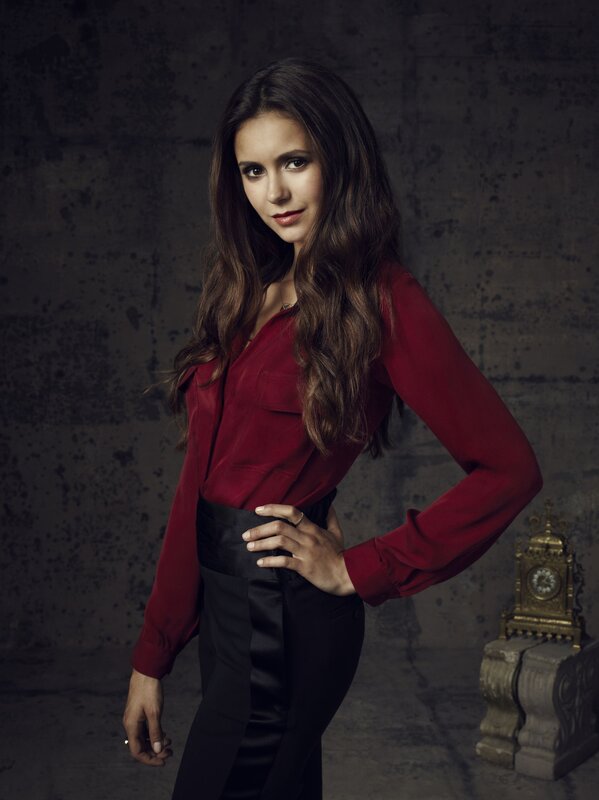 woman in red blouse portrait