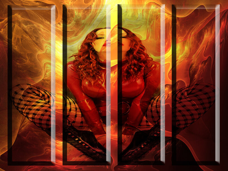 Woman in Red Bodysuit — Dramatic, Digital Art