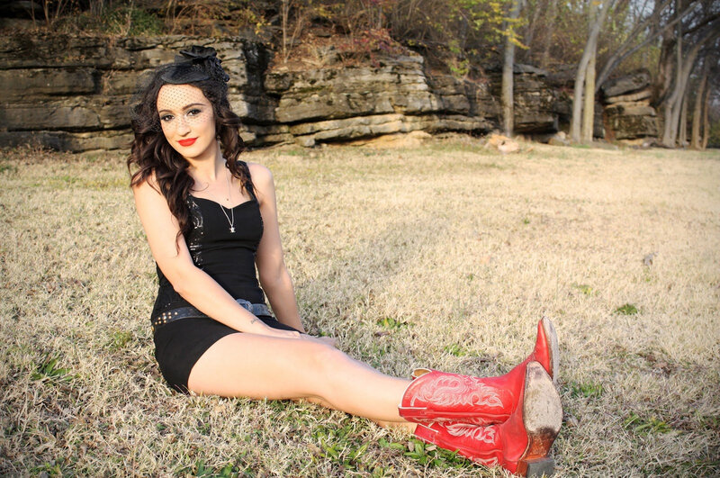 Woman in Red Boots — Black, Dramatic, Afternoon