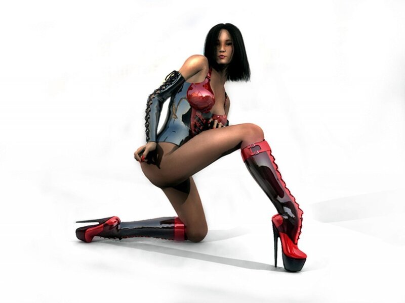 Woman in Red Boots — Dramatic, 3d Render