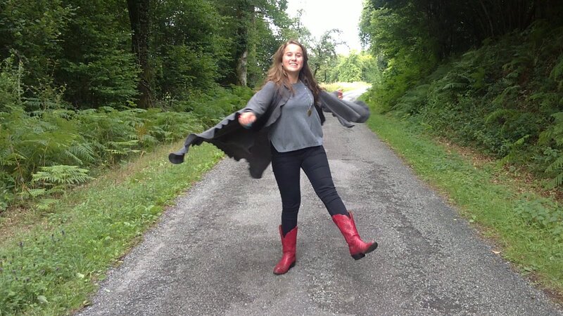 Woman in Red Boots — Gray