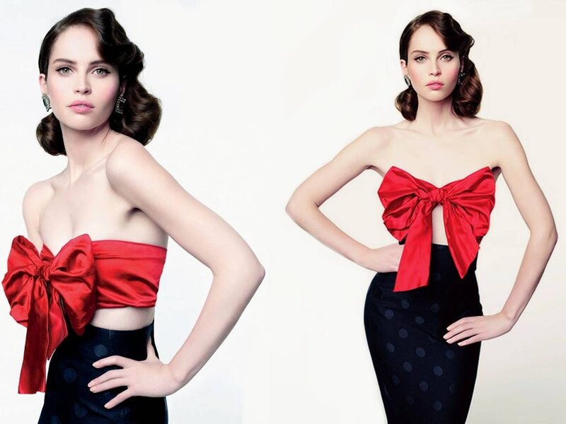 Woman in Red Bow Top