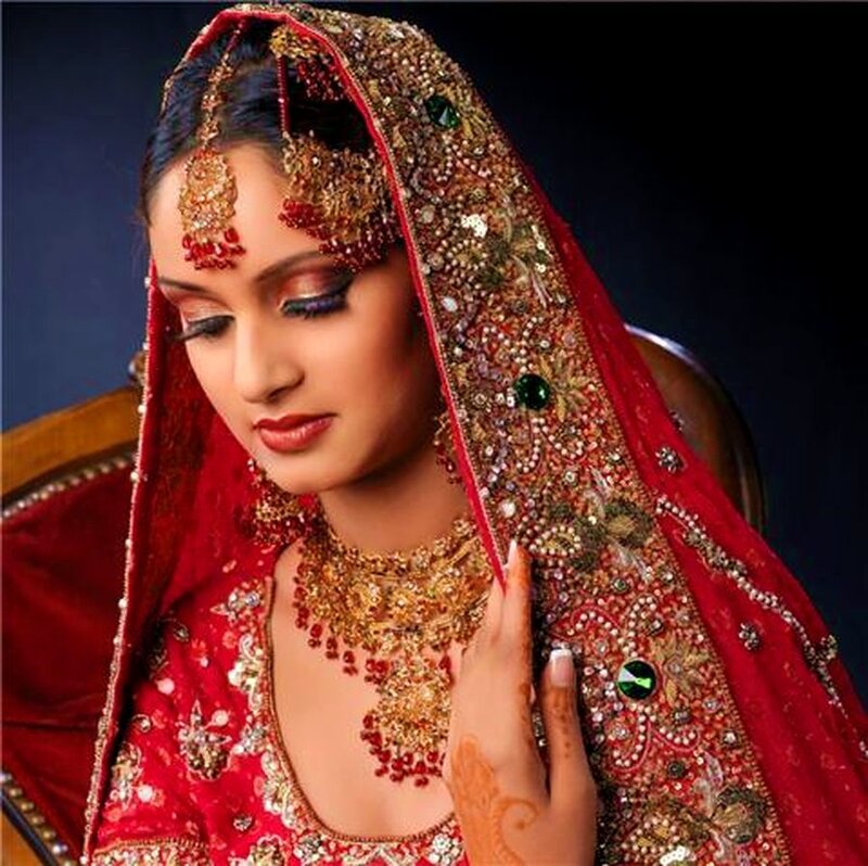 Woman in Red Bridal Attire — Dramatic