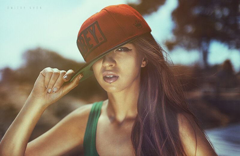 woman in red cap outdoors