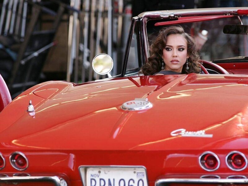 Woman in Red Car — Dramatic, Afternoon, Photograph, Convertible