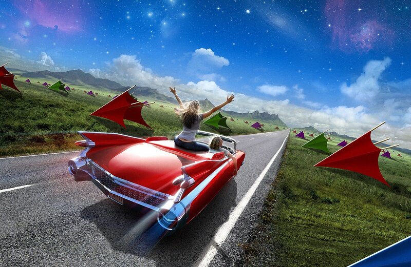 Woman in Red Car — Dreamy