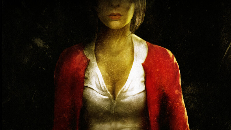 woman in red cardigan