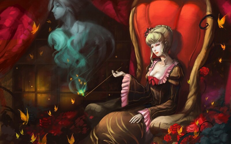 Woman in Red Chair — Dramatic, Night, Digital Art