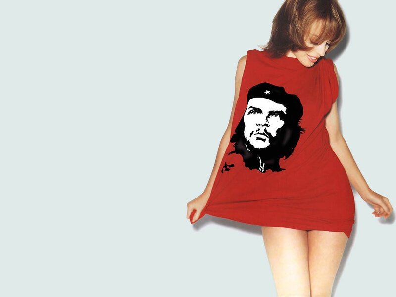 Woman in red Che T-shirt