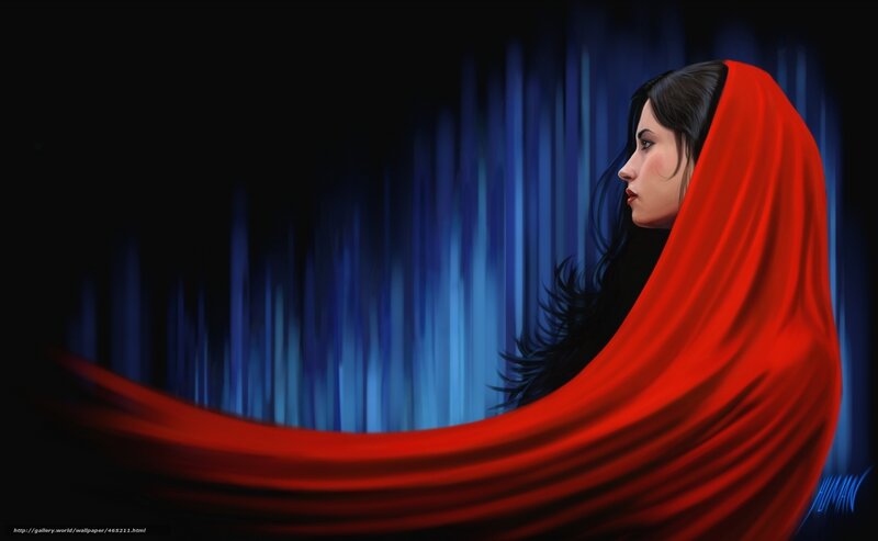 woman in red cloak