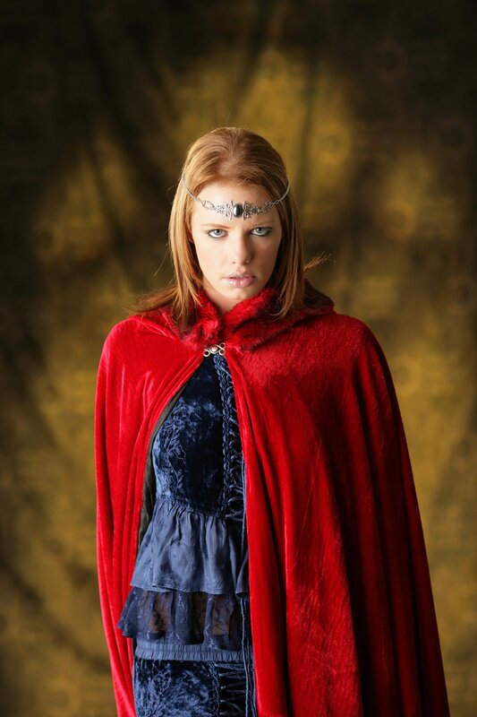 woman in red cloak
