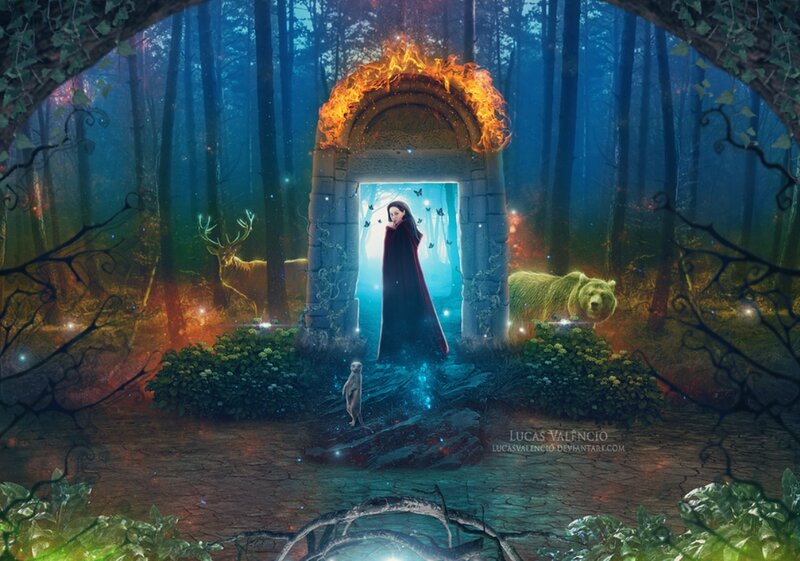 Woman in Red Cloak — Blue, Mystical
