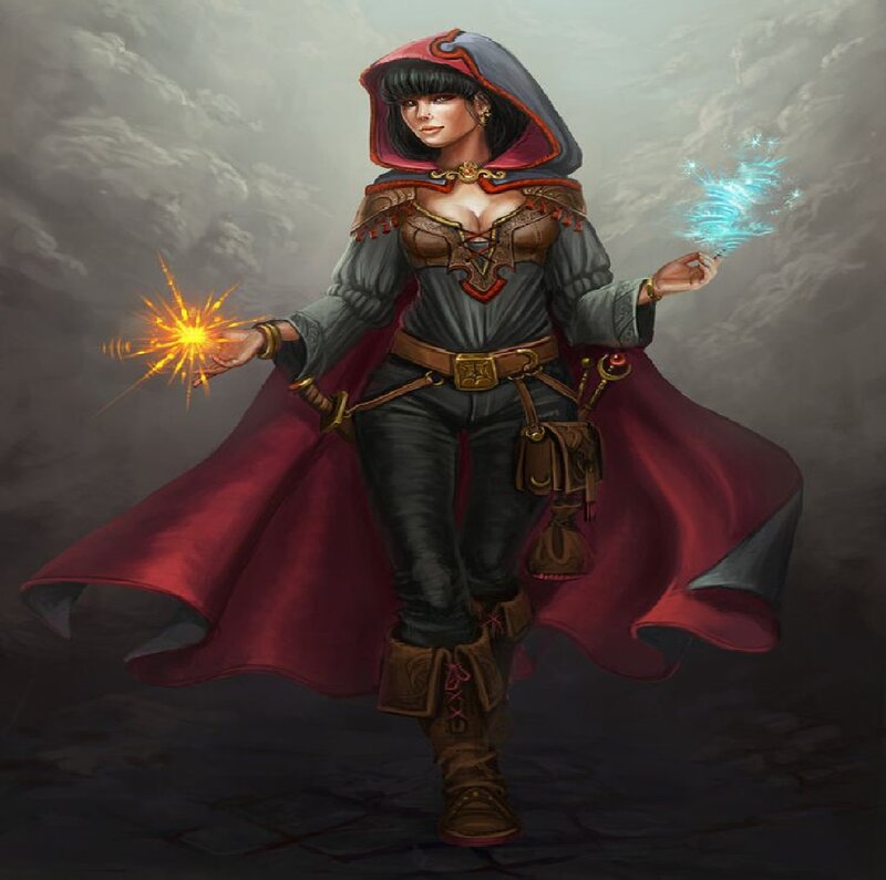 Woman in Red Cloak — Dramatic, Digital Art, Magic