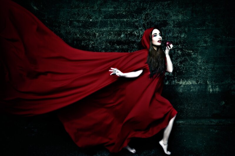 Woman in Red Cloak — Dramatic, Night, Photograph, Apple