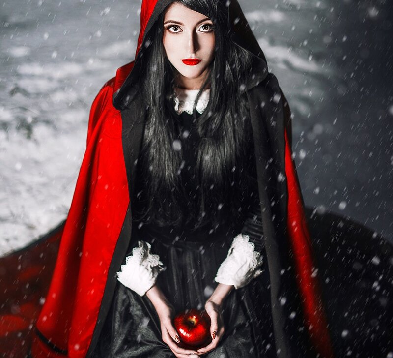 Woman in Red Cloak — Dramatic, Winter, Photograph, Apple