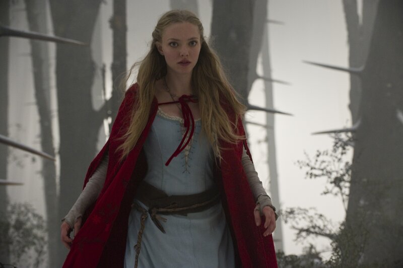 woman in red cloak forest