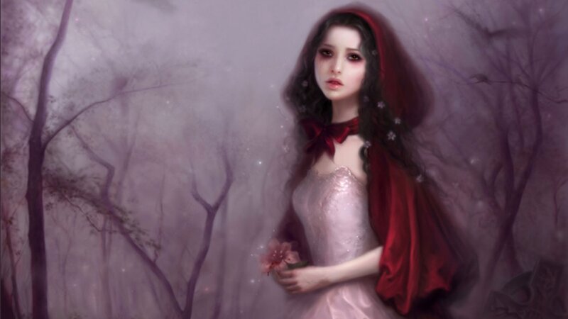 Woman in Red Cloak — Mysterious, Night