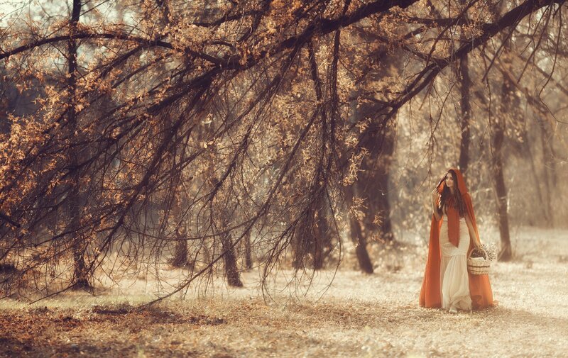 Woman in Red Cloak — Orange