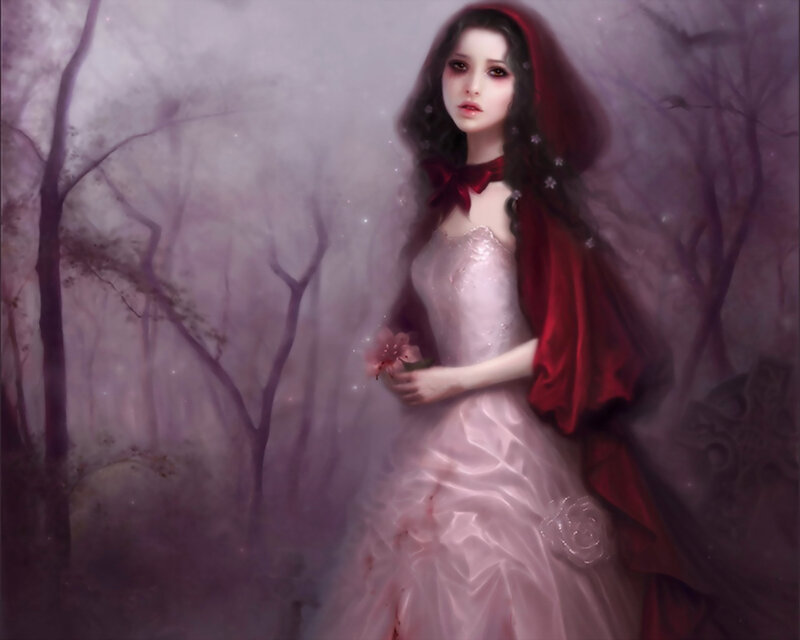 Woman in Red Cloak — Purple
