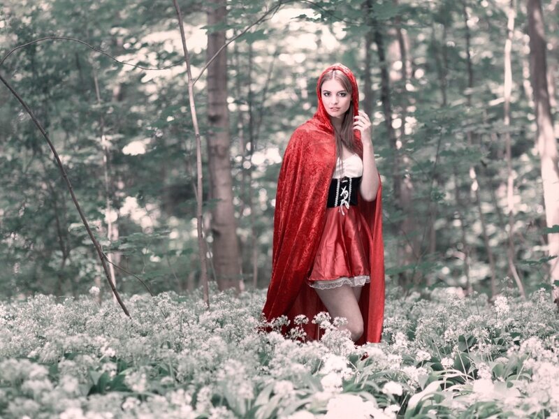 Woman in Red Cloak — Serene, Spring