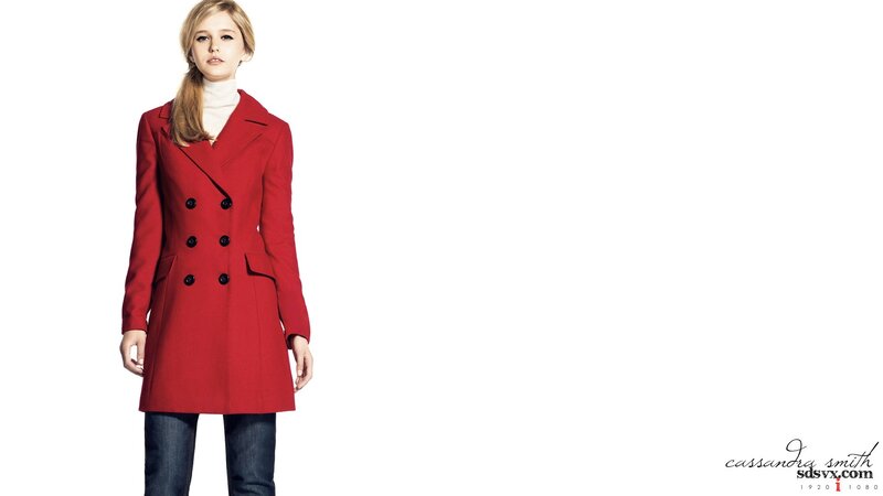 woman in red coat