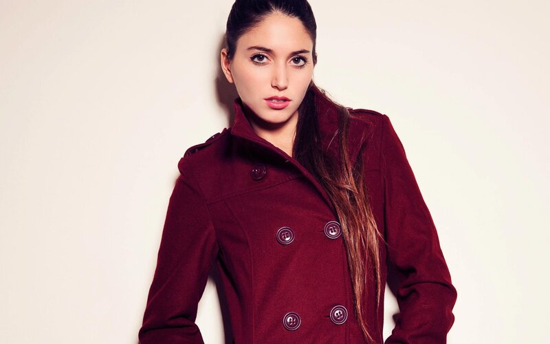 woman in red coat