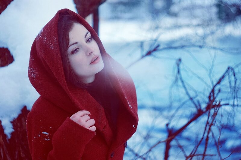 Woman in Red Coat — Cold, Winter