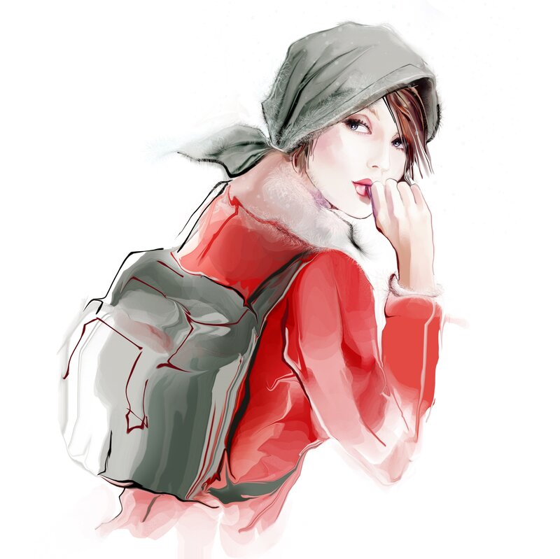 Woman in Red Coat — Contemplative, Winter