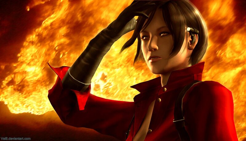 Woman in Red Coat — Dramatic, Digital Art, Fire
