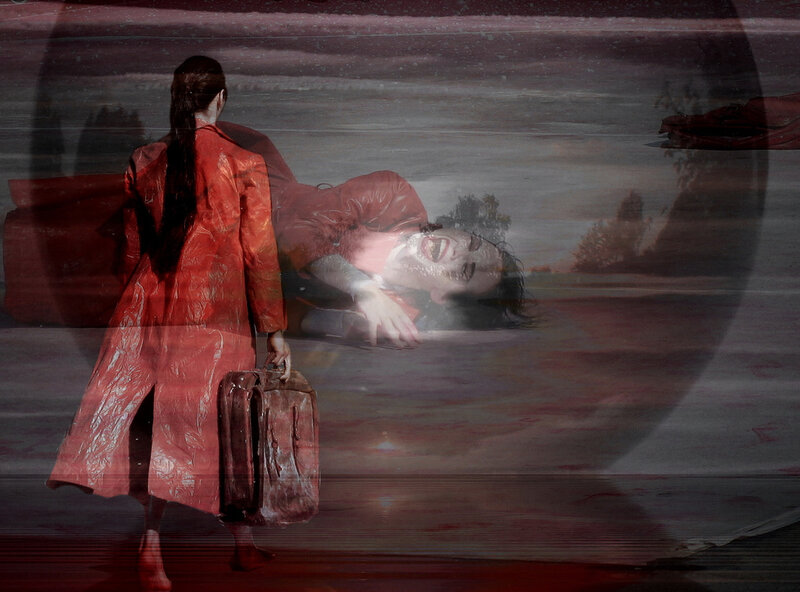 Woman in Red Coat — Dramatic, Digital Art