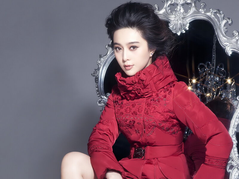 Woman in Red Coat — Dramatic, Photograph, Mirror