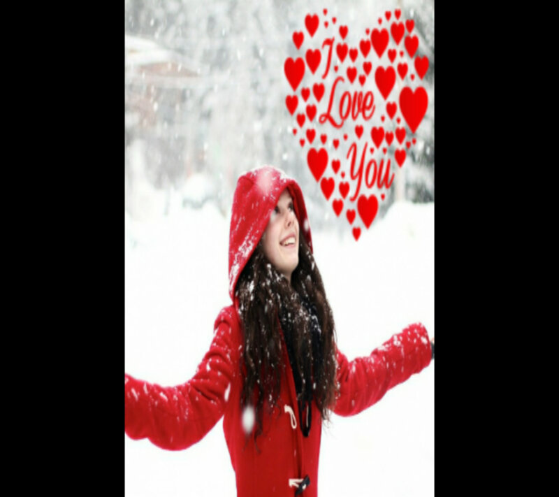 Woman in Red Coat — Joyful, Winter, Photograph