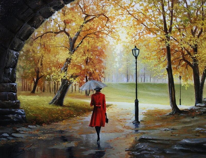 Woman in Red Coat — Serene