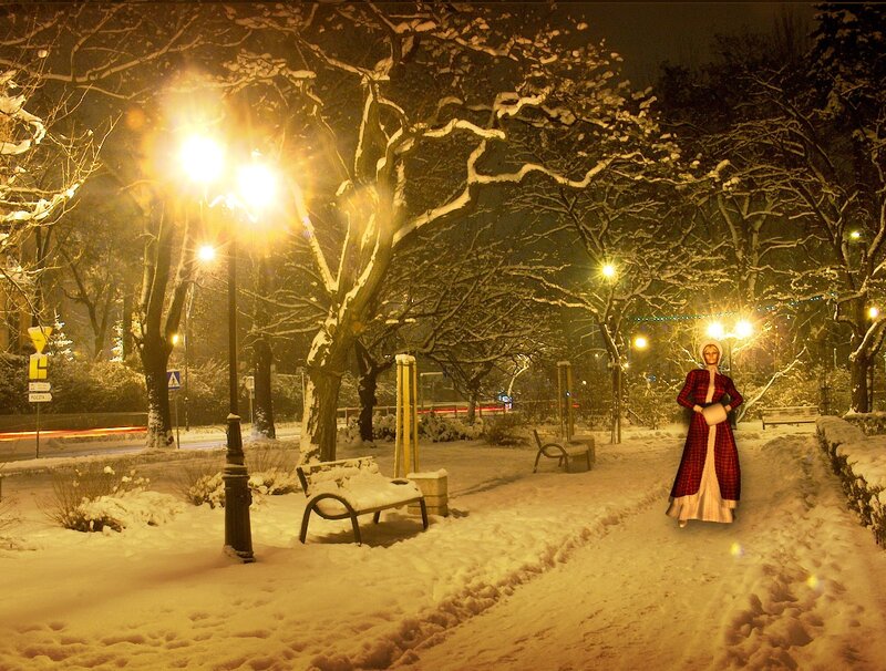 Woman in Red Coat — White