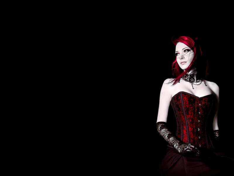 woman in red corset