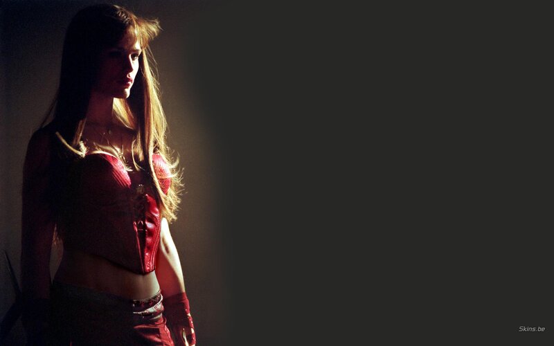 woman in red corset
