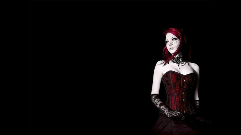 woman in red corset
