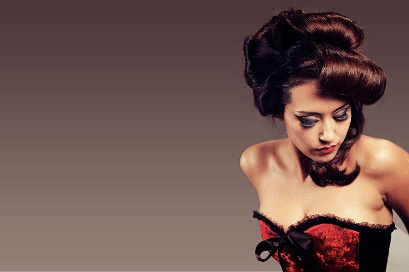 woman in red corset