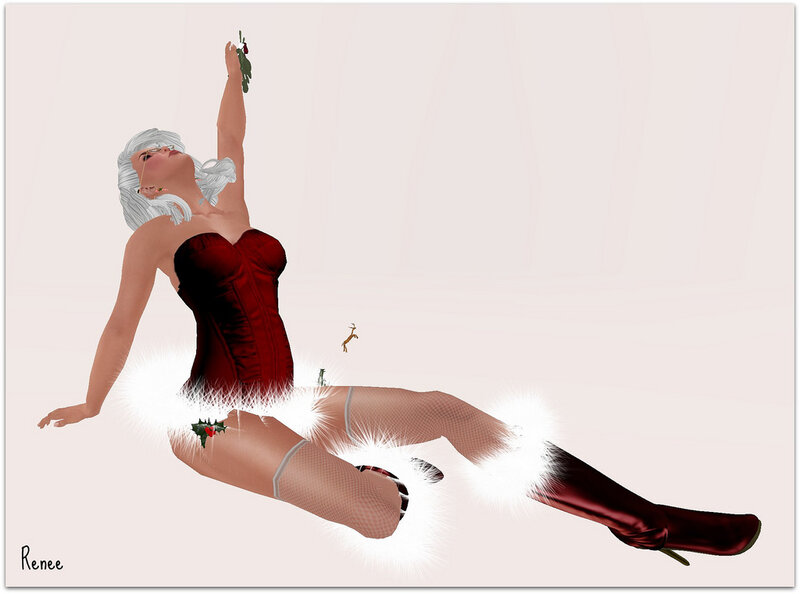 Woman in Red Corset — Dramatic, Digital Art, White Hair